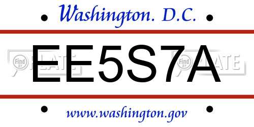 EE5S7A District Of Columbia License Plate