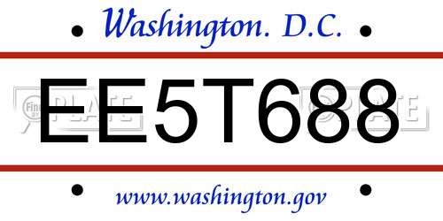 EE5T688 District Of Columbia License Plate