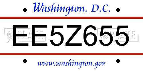 EE5Z655 District Of Columbia License Plate