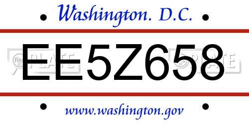 EE5Z658 District Of Columbia License Plate