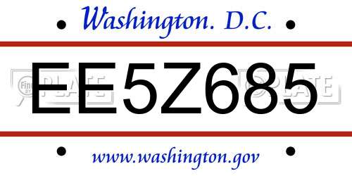 EE5Z685 District Of Columbia License Plate