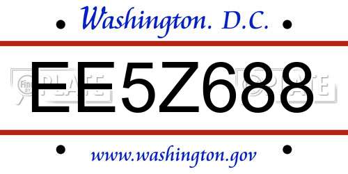 EE5Z688 District Of Columbia License Plate