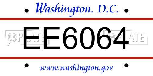 EE6064 District Of Columbia License Plate