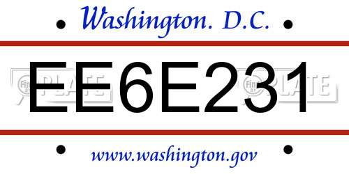 EE6E231 District Of Columbia License Plate