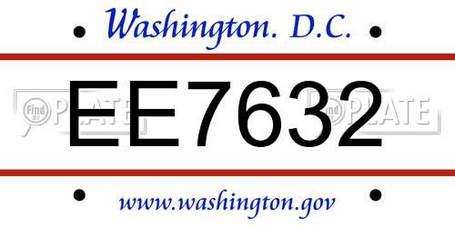 EE7632 District Of Columbia License Plate