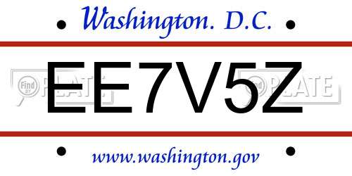 EE7V5Z District Of Columbia License Plate