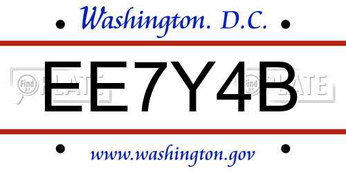 EE7Y4B District Of Columbia License Plate