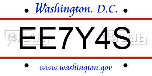 EE7Y4S District Of Columbia License Plate