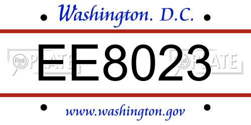 EE8023 District Of Columbia License Plate