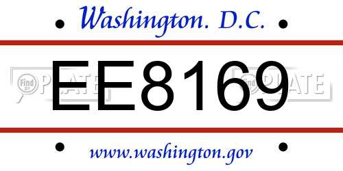 EE8169 District Of Columbia License Plate
