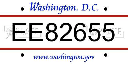 EE82655 District Of Columbia License Plate
