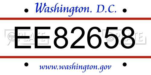 EE82658 District Of Columbia License Plate