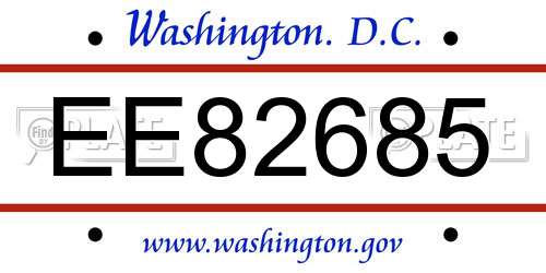 EE82685 District Of Columbia License Plate
