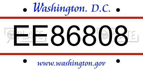 EE86808 District Of Columbia License Plate