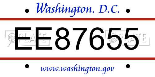 EE87655 District Of Columbia License Plate