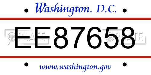 EE87658 District Of Columbia License Plate