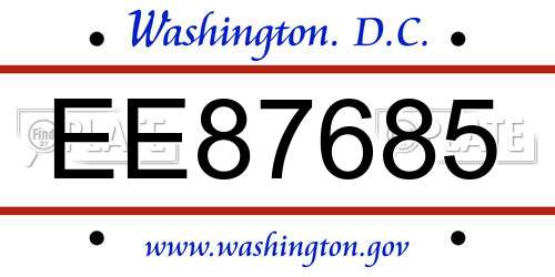 EE87685 District Of Columbia License Plate