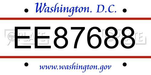 EE87688 District Of Columbia License Plate