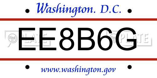 EE8B6G District Of Columbia License Plate