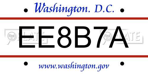 EE8B7A District Of Columbia License Plate