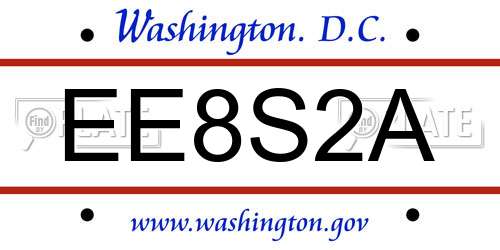 EE8S2A District Of Columbia License Plate