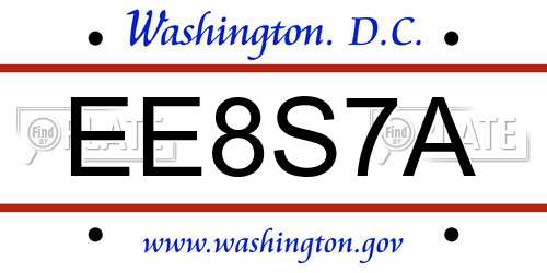 EE8S7A District Of Columbia License Plate