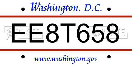 EE8T658 District Of Columbia License Plate