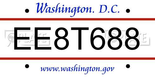 EE8T688 District Of Columbia License Plate