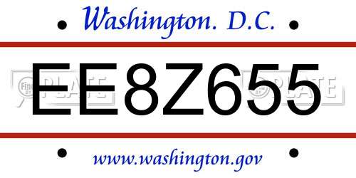 EE8Z655 District Of Columbia License Plate