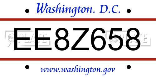 EE8Z658 District Of Columbia License Plate