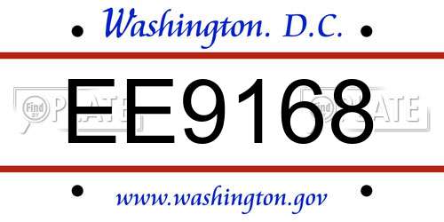 EE9168 District Of Columbia License Plate
