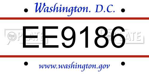 EE9186 District Of Columbia License Plate