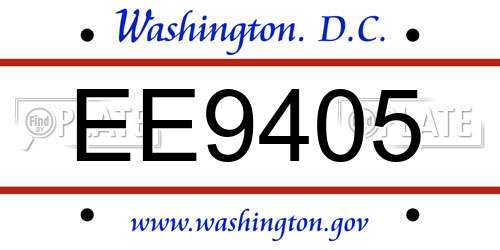EE9405 District Of Columbia License Plate