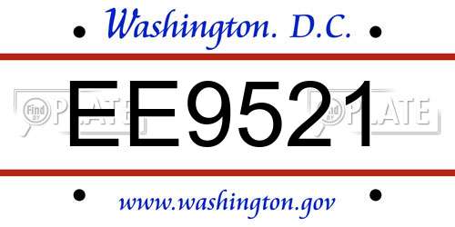 EE9521 District Of Columbia License Plate
