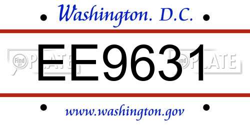 EE9631 District Of Columbia License Plate