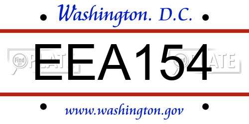 EEA154 District Of Columbia License Plate