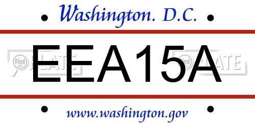EEA15A District Of Columbia License Plate