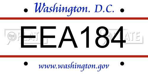 EEA184 District Of Columbia License Plate