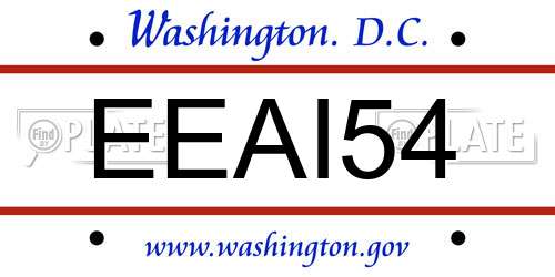 EEAI54 District Of Columbia License Plate