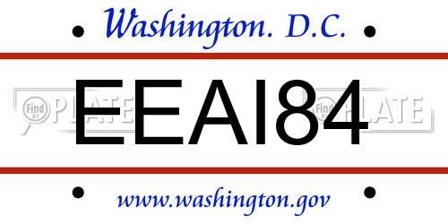 EEAI84 District Of Columbia License Plate