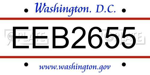 EEB2655 District Of Columbia License Plate