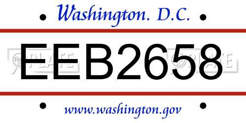 EEB2658 District Of Columbia License Plate