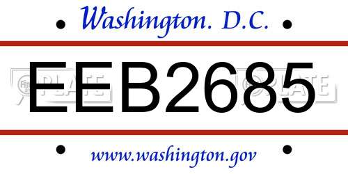 EEB2685 District Of Columbia License Plate
