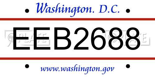 EEB2688 District Of Columbia License Plate