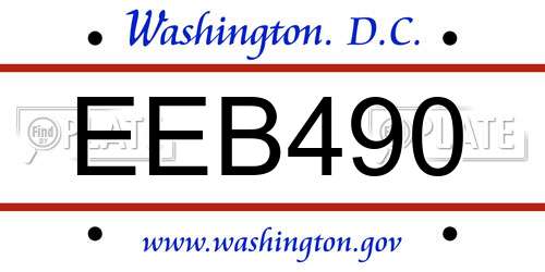 EEB490 District Of Columbia License Plate