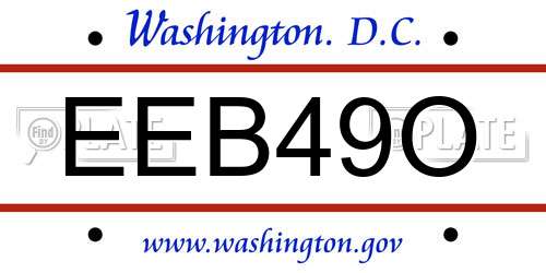 EEB49O District Of Columbia License Plate