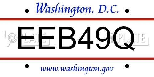 EEB49Q District Of Columbia License Plate