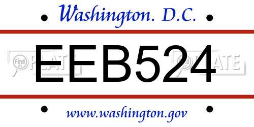 EEB524 District Of Columbia License Plate