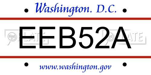 EEB52A District Of Columbia License Plate