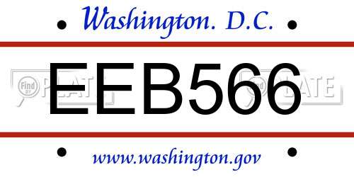 EEB566 District Of Columbia License Plate